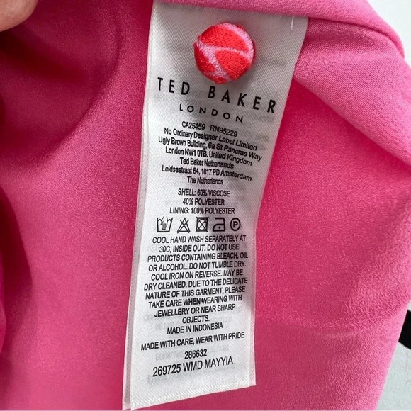 Ted Baker London Geometric Floral Print Puff Sleeves Midi Dress Size 8 US - Picture 10 of 11